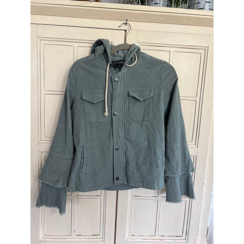 Live A Little size medium green corduroy jacket bell sleeves